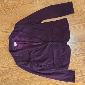 Loft One-Button Knit Blazer, Size MP Burgundy
